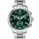 Elegant TISSOT Chrono XL Classic T1166171109200 wristwatch with a sleek stainless-steel band, green dial, and chronograph features.