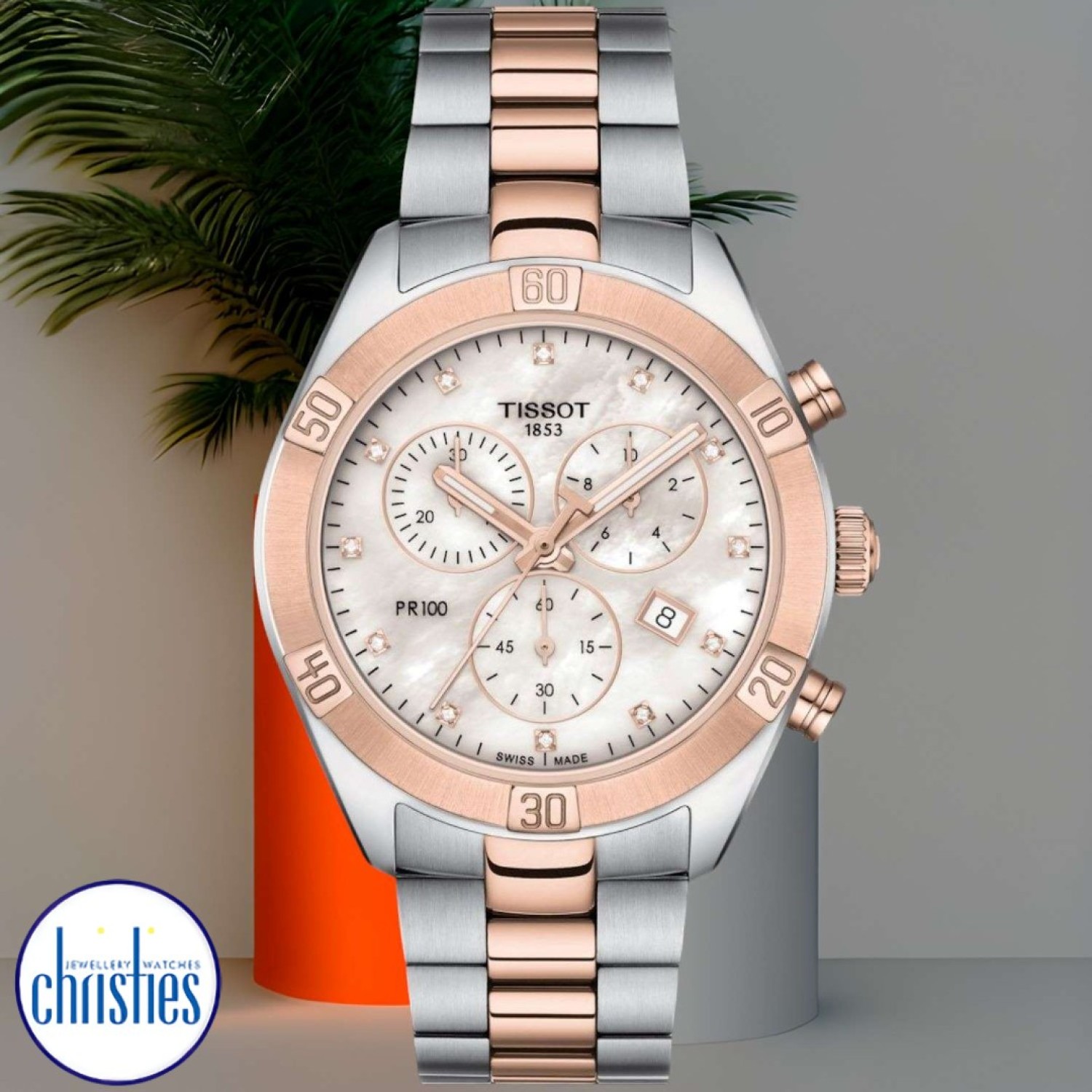 Christies Jewellery - TISSOT PR 100 Diamond Sport Chronograph T101.917.22.116.00 TISSOT PR 100 Diamond Sport Chronograph T101.917.22.116.00. The Tissot PR 100 Sport Chic Chronograph is a wristwatch designed for women.