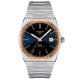 TISSOT PRX Powermatic 80 18K Gold Bezel 40mm T9314074104100 – Tissot Watches NZ TISSOT PRX Powermatic 80 18K Gold Bezel 40mm T9314074104100 by Tissot Watches NZ | Tissot PRX Powermatic 80 with a rose gold bezel, black dial, and stainless steel bracelet, featuring sleek hour markers and a date window at 3 o'clock.