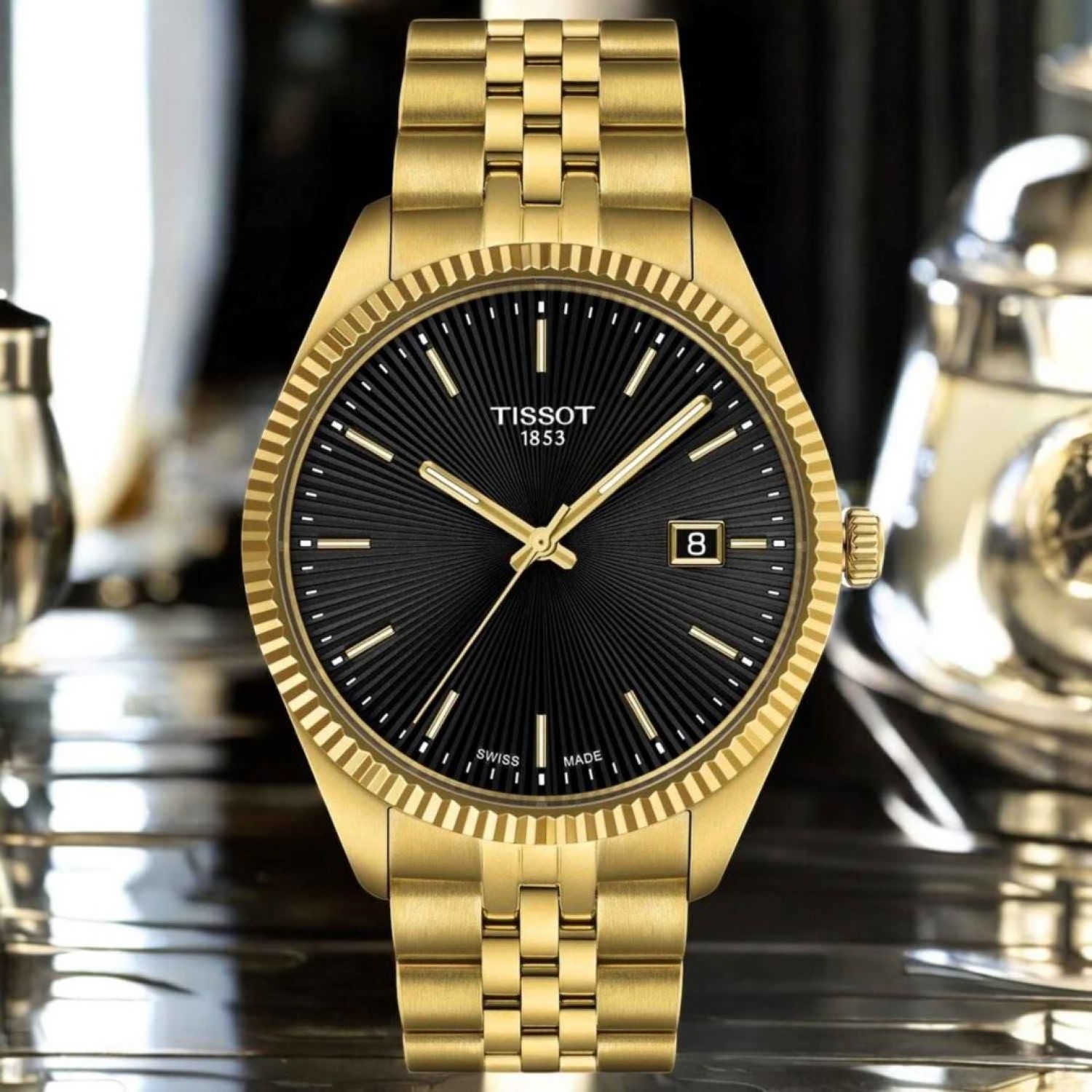 Tissot Ballade 40mm Black Dial T1564103305100 – Tissot Watches NZ | Order now for Fast Free Delivery and 7 Day NZ support online and Instore at our Auckland Stores. Tissot Ballade 40mm Black Dial T1564103305100 by Tissot Watches NZ | Gold casing, strap with black dial