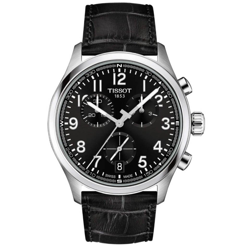 CH ユイル クロノロジスト R Tissot Chrono L 42mm Black Dial with Black Leather Strap