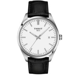 Tissot PR100 40mm White Dial – Black Leather Strap | T1504101601100