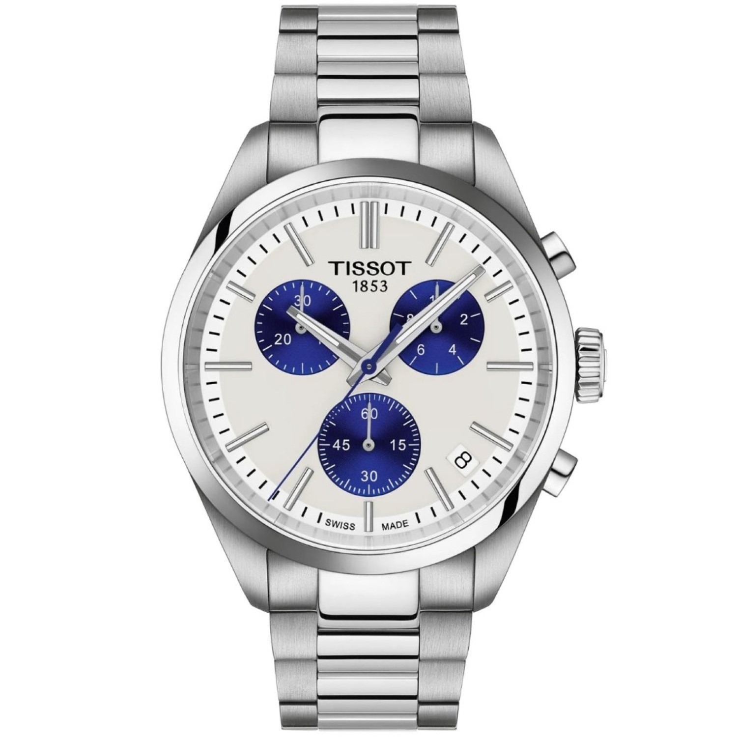 Tissot PR100 Chronograph Watch | T1504171101100 – Buy Online at Christies NZ Tissot PR100 Chronograph Watch – White Dial with Blue Subdials | T1504171101100