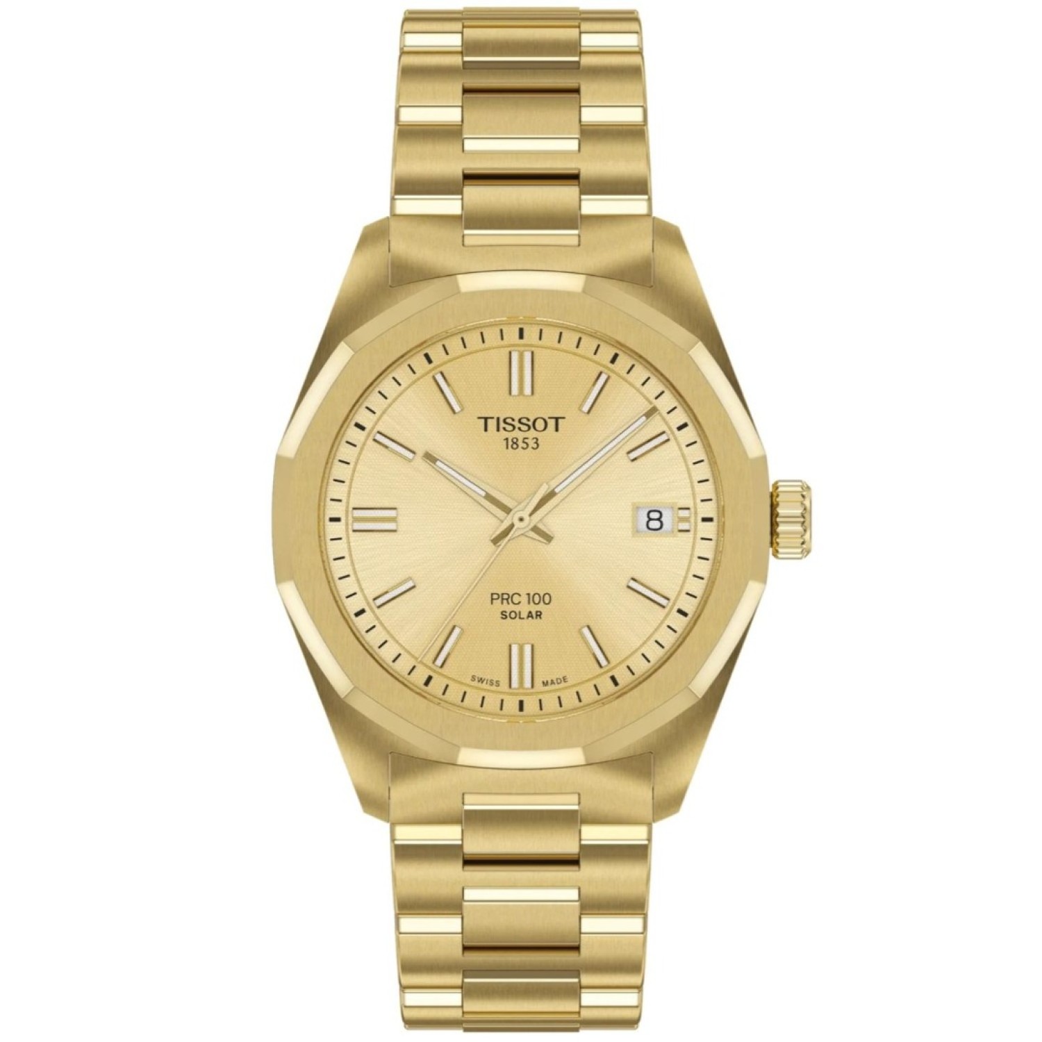Tissot PRC 100 Solar 34mm – Gold Dial, Gold Strap | T1518223302100 – Tissot Watches NZ | Order now for Fast Free Delivery and 7 Day NZ support online and Instore at our Auckland Stores. Tissot PRC 100 Solar 34mm – Gold Dial, Gold Strap | T1518223302100 by Tissot Watches