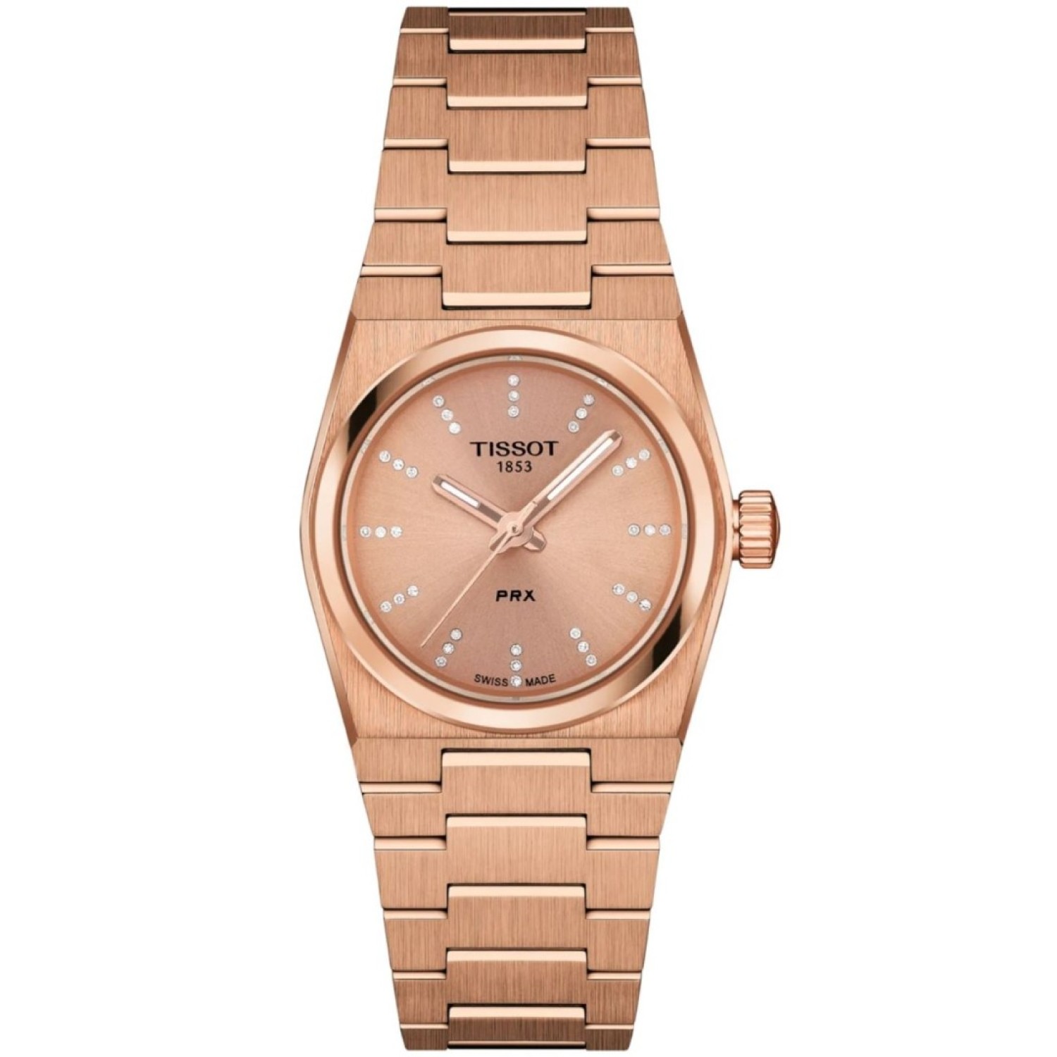 Tissot PRX 25MM Watch T1370103350600 – Tissot Watches NZ Tissot PRX 25MM Watch T1370103350600 by Tissot Watches NZ | Rose Gold Casing and Diamond markers on dial