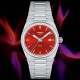 Tissot PRX 35MM Quartz Red Dial T1372101142100 – Tissot Watches NZ Tissot PRX 35MM Quartz Red Dial T1372101142100 by Tissot Watches NZ | Red Tissot PRX wristwatch with a stainless steel dial, silver hour markers, a date window at 3 o'clock, and 'PRX' elegantly inscribed above the 6 o'clock position.