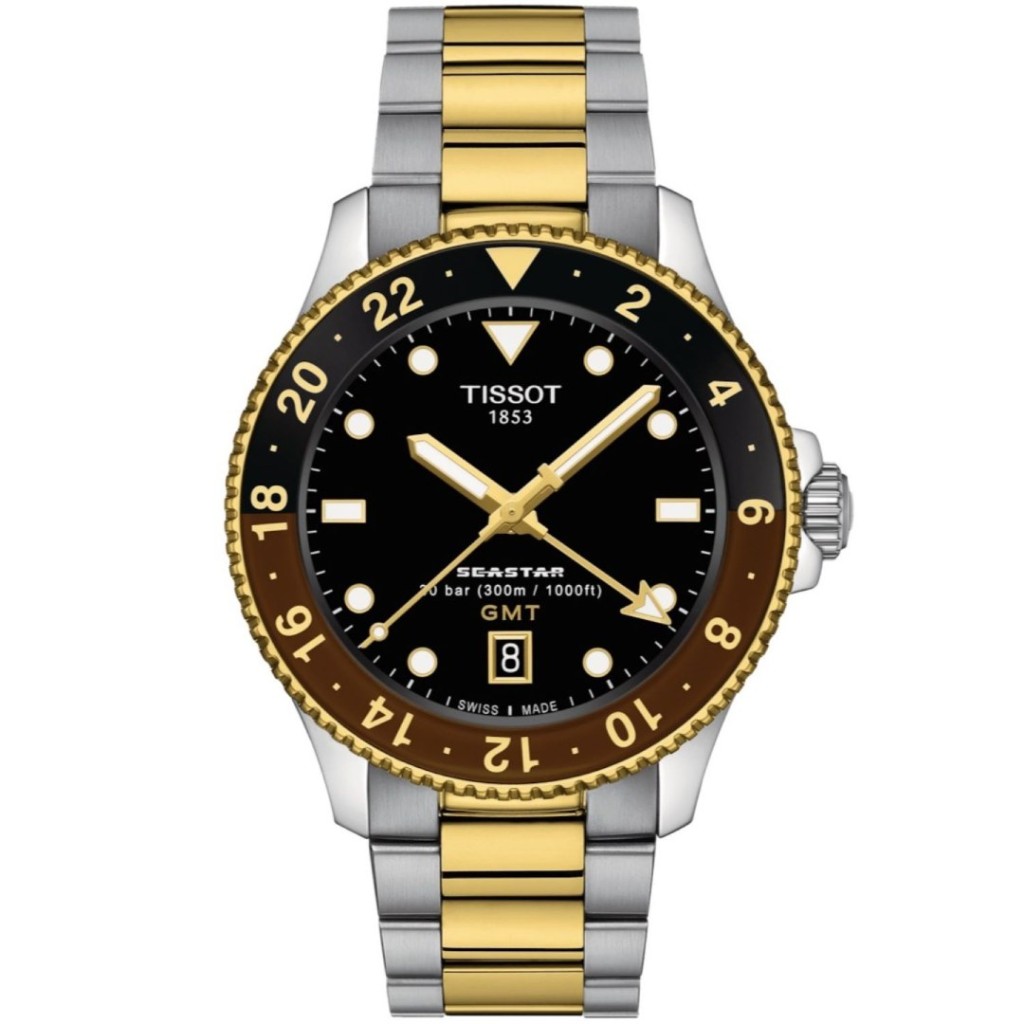 Tissot Seastar 1000 Quartz GMT T1208522205100 Two-Tone Gold and