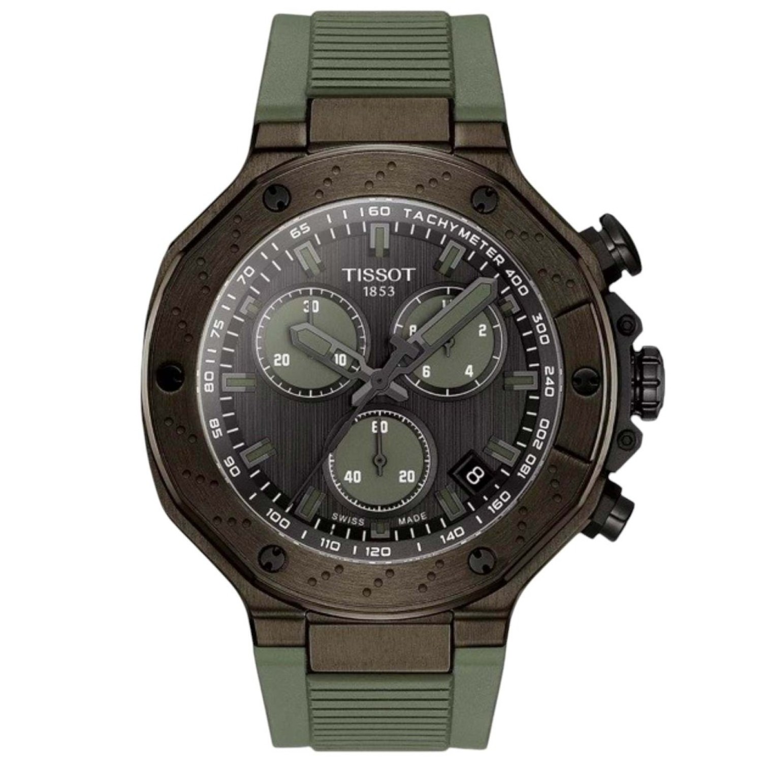 Tissot T-Race Quartz Chronograph T1414173706102 – Tissot Watches NZ | Order now for Fast Free Delivery and 7 Day NZ support online and Instore at our Auckland Stores. Tissot T-Race Quartz Chronograph T1414173706102 by Tissot Watches NZ | 316L stainless steel case with green PVD coating