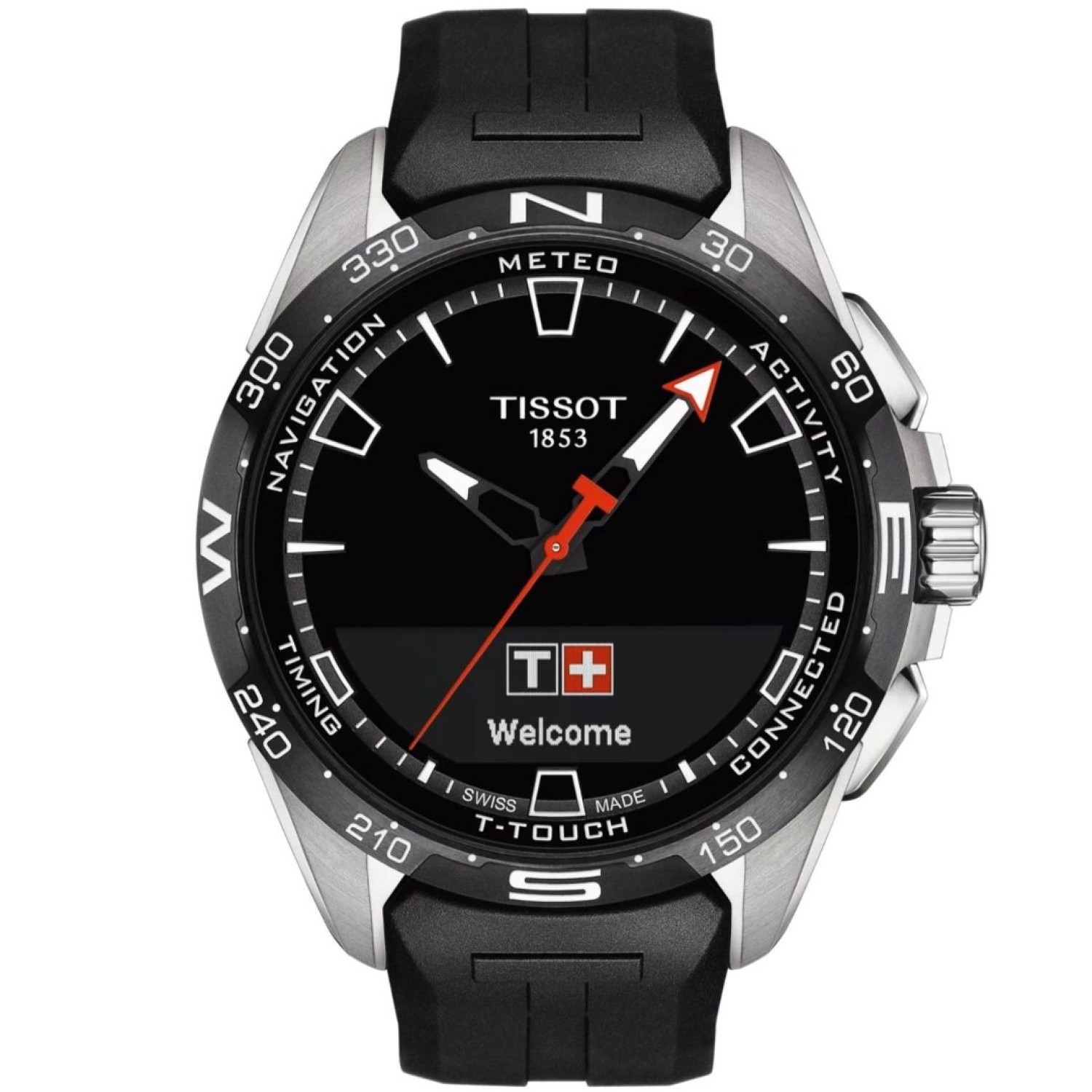 Christies Jewellery - Tissot T-Touch Connect Solar 47.5mm T1214204705100 Auckland NZ Tissot T-Touch Connect Solar 47.5mm T1214204705100 T121.420.47.051.00 Tissot Watches NZ | Grey titanium casing and black rubber strap