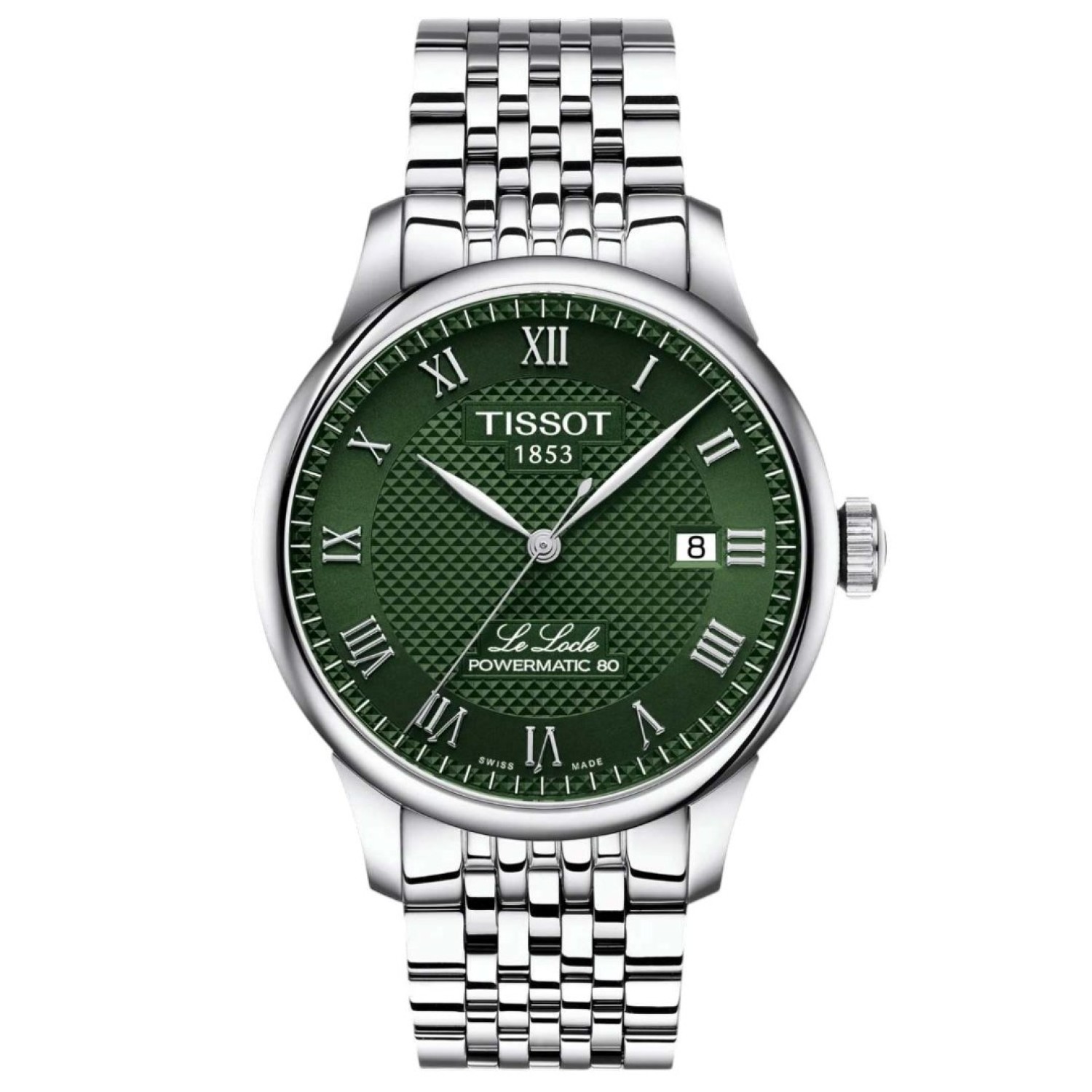 Tissot Le Locle Powermatic 80 Swiss T0064071109300 – Tissot Watches NZ Tissot Le Locle Powermatic 80 Swiss T0064071109300 by Tissot Watches NZ | Green Tissot Le Locle Powermatic 80 with a guilloche dial, Roman numerals, date window, polished stainless-steel bracelet.