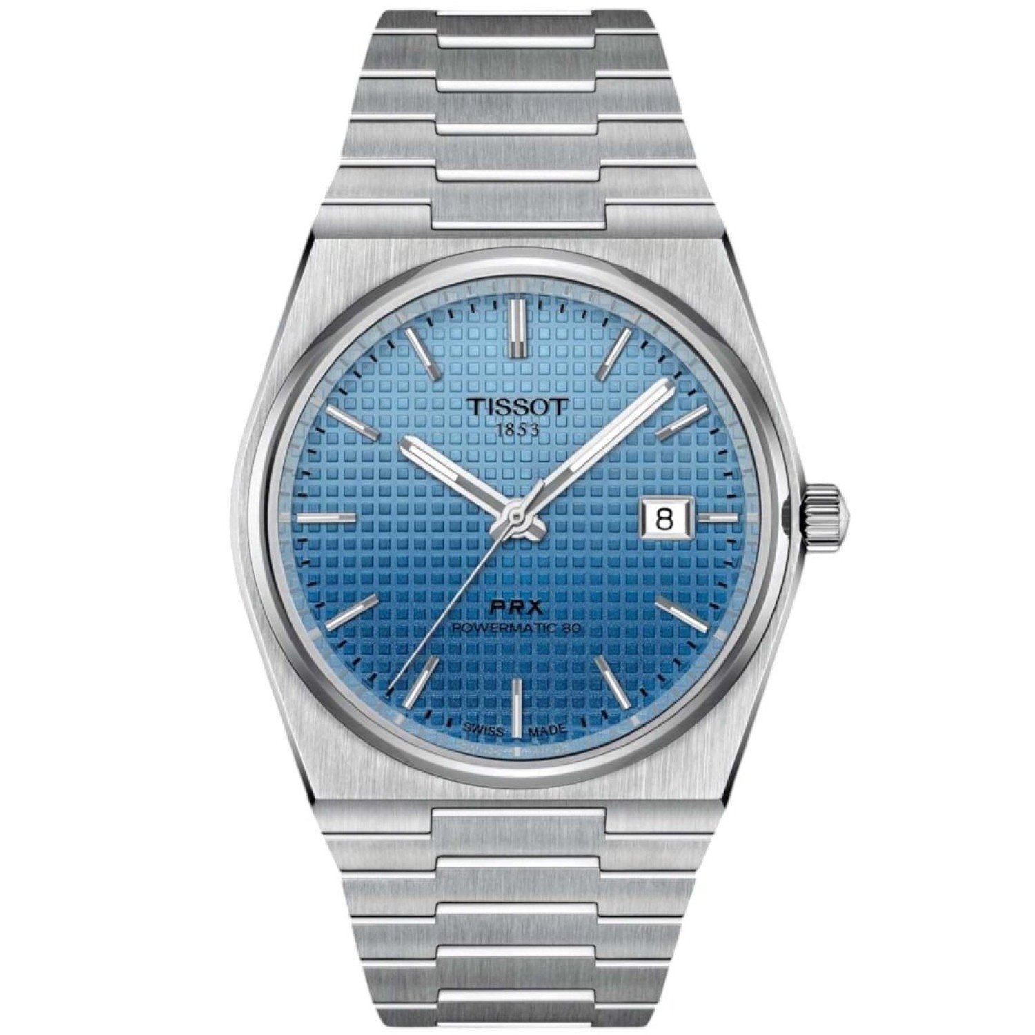 Christies Jewellery - T1374071135101 Tissot PRX Powermatic 80 40mm Watch Auckland NZ T1374071135101 Tissot PRX Powermatic 80 40mm Watch T137.407.11.351.01 Tissot Watches NZ | Gradient Ice blue colour Dial