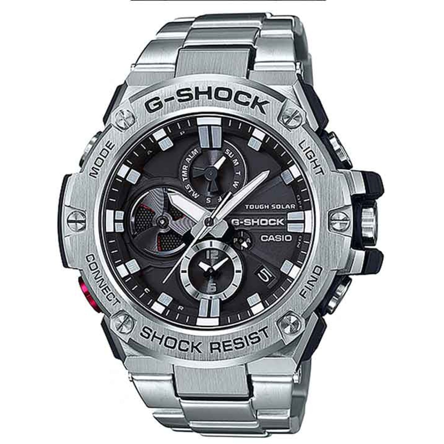 GSTB100D-1A G-Shock G-STEEL Smartphone Link Tough Solar Watch GST-B100D-1A-G-SHOCK WATCHES Price GSTB100D-1A G-Shock G-STEEL Smartphone Link Tough Solar Watch. From G-SHOCK, the watch that always strives for toughness, the first G-STEEL lineup models to offer chronograph performance in analog format. Though all the dials of these models are analog, t