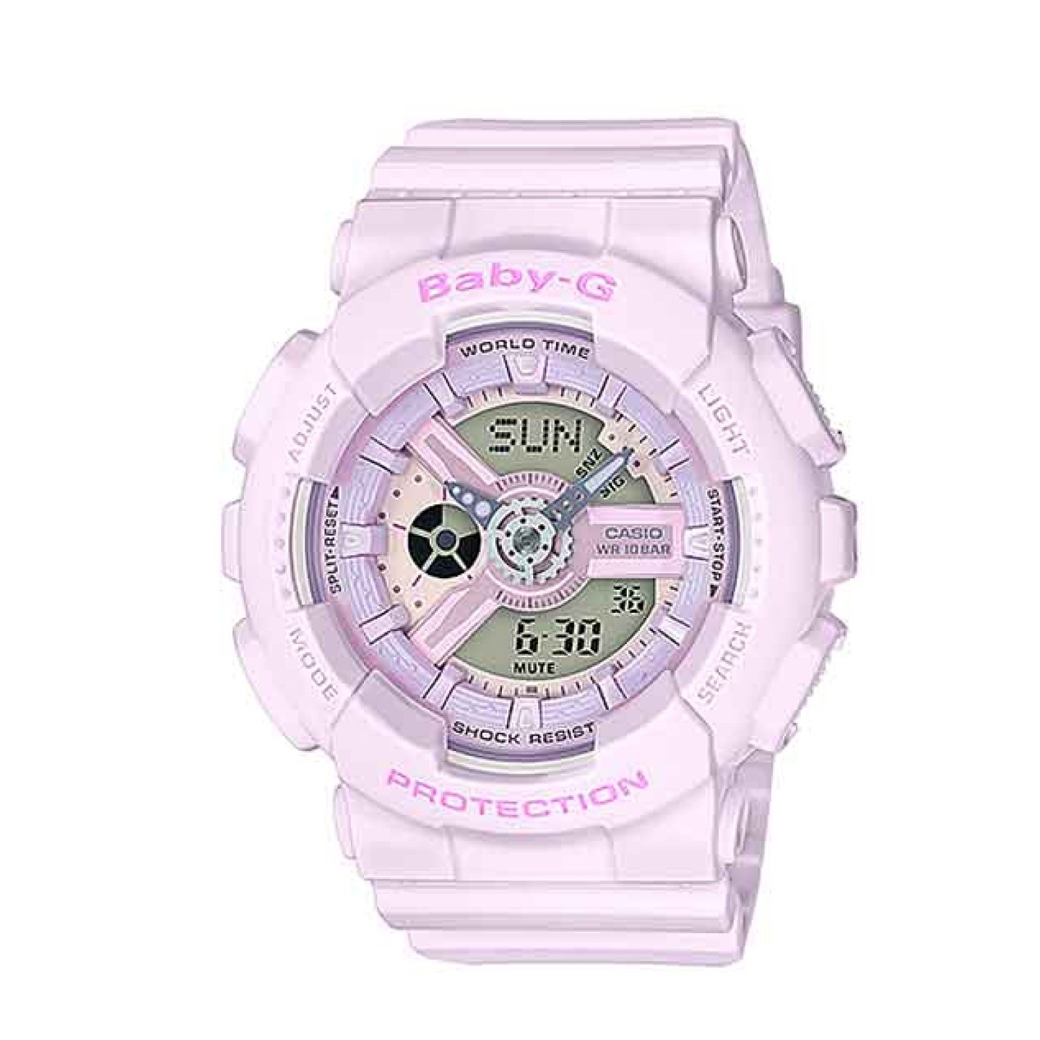 BA110-4A2 Casio BabY-G  Pink Colour Series Watch.   Presenting a new flower-image Pink Colour Series model casual BABY-G watches for active women of today. These models feature pink colouring in various shades, like a bouquet of flowers. The matte finish 