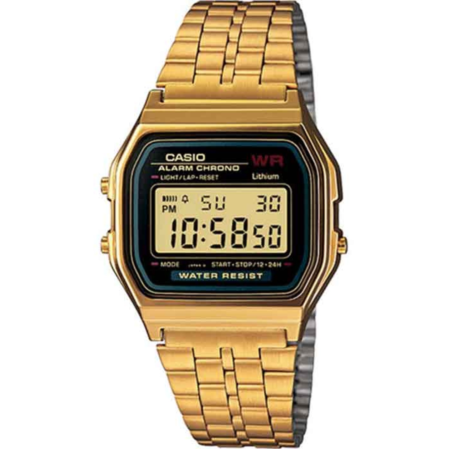 Watch  Casio Alarm Chronograph  A159WGEA-1D. Straight from the Casio Vintage Collection comes a timepiece that never goes out of style. The A159WGEA-1 combines style with features Casio is known for such as an LED light and a 1/100th second stopwatch. Thi