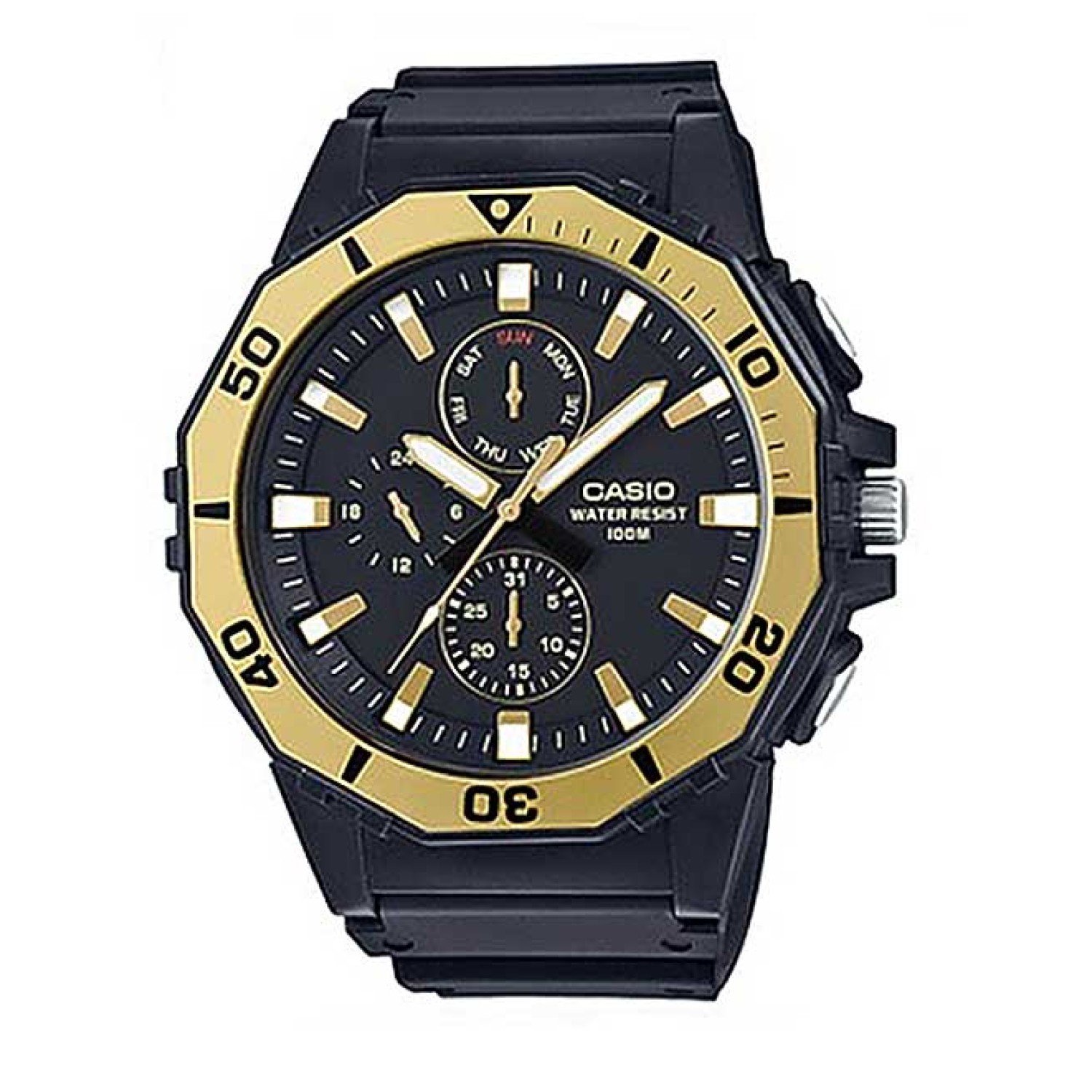 MRW400H-9A Casio 100 Metres Divers Style Watch. If youre searching to buy  a classic diver-look watch, look no further than the MRW400 from Casio.  Its 57.9mm face and large indexes provide at-a-glance information. Couple this with a bi-directional rotati