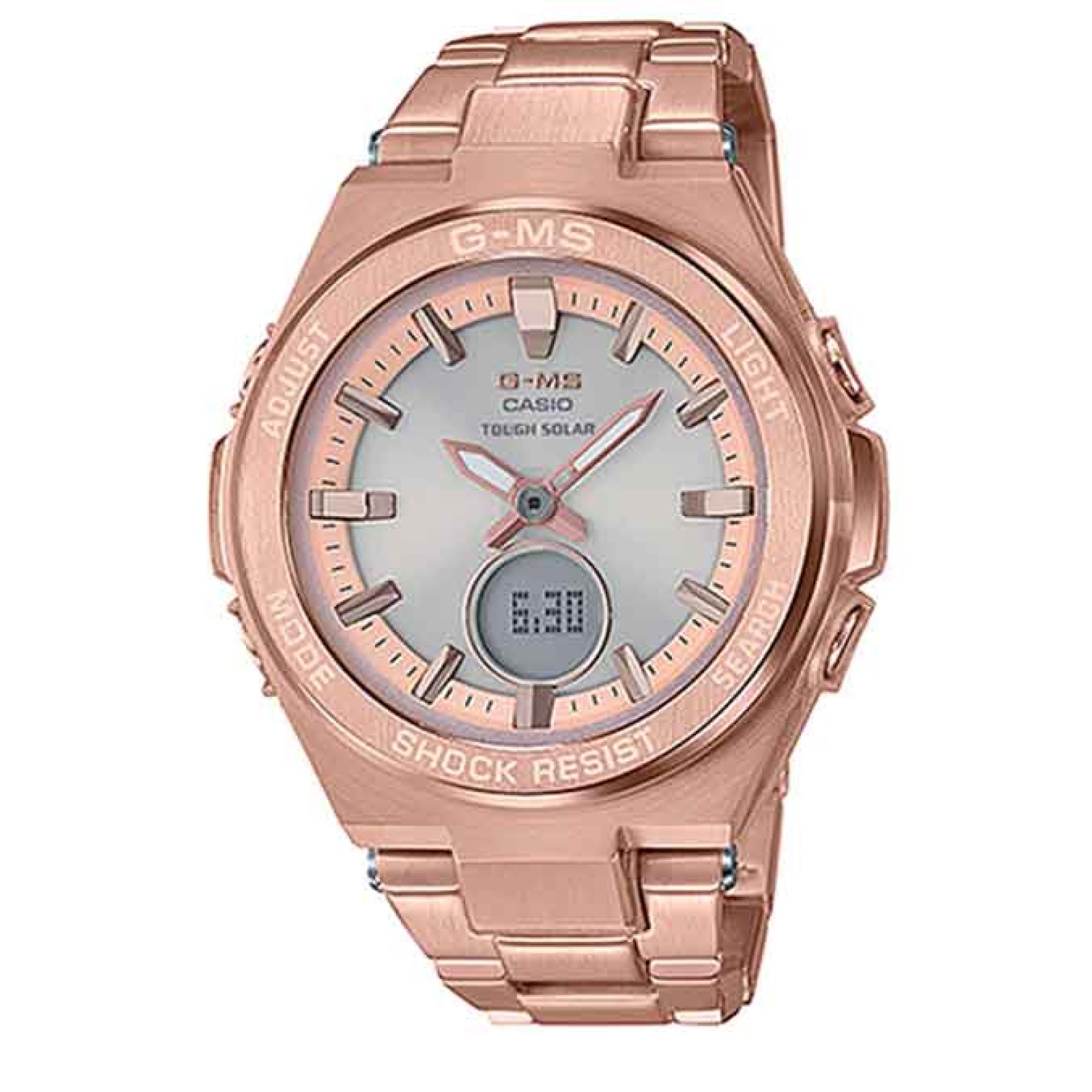 MSGS200DG-4A Casio BabY-G  G-MS Watches. From the BABY-G G-MS lineup of watches for the active and sophisticated woman of today comes a selection of cool new models with compact metal designs based on the MSG-S200 full metal watch. Cases, bezels, and band