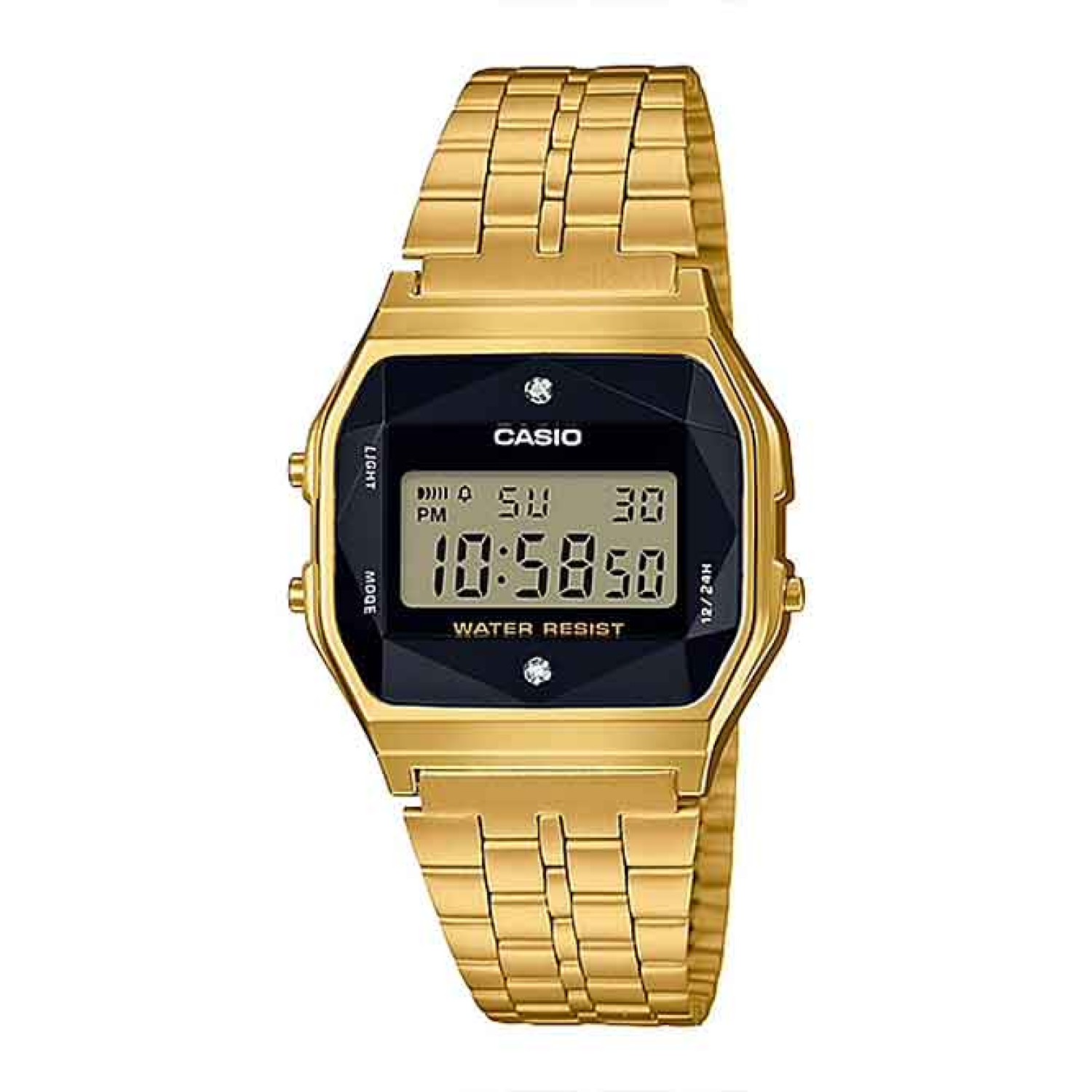 Casio Alarm Chronograph Watch A159WGED-1. Straight from the Casio Vintage Collection comes a timepiece that never goes out of style. The A159WAD-1 combines style with features Casio is known for such as an LED light and a 1/100th second stopwatch. This mo