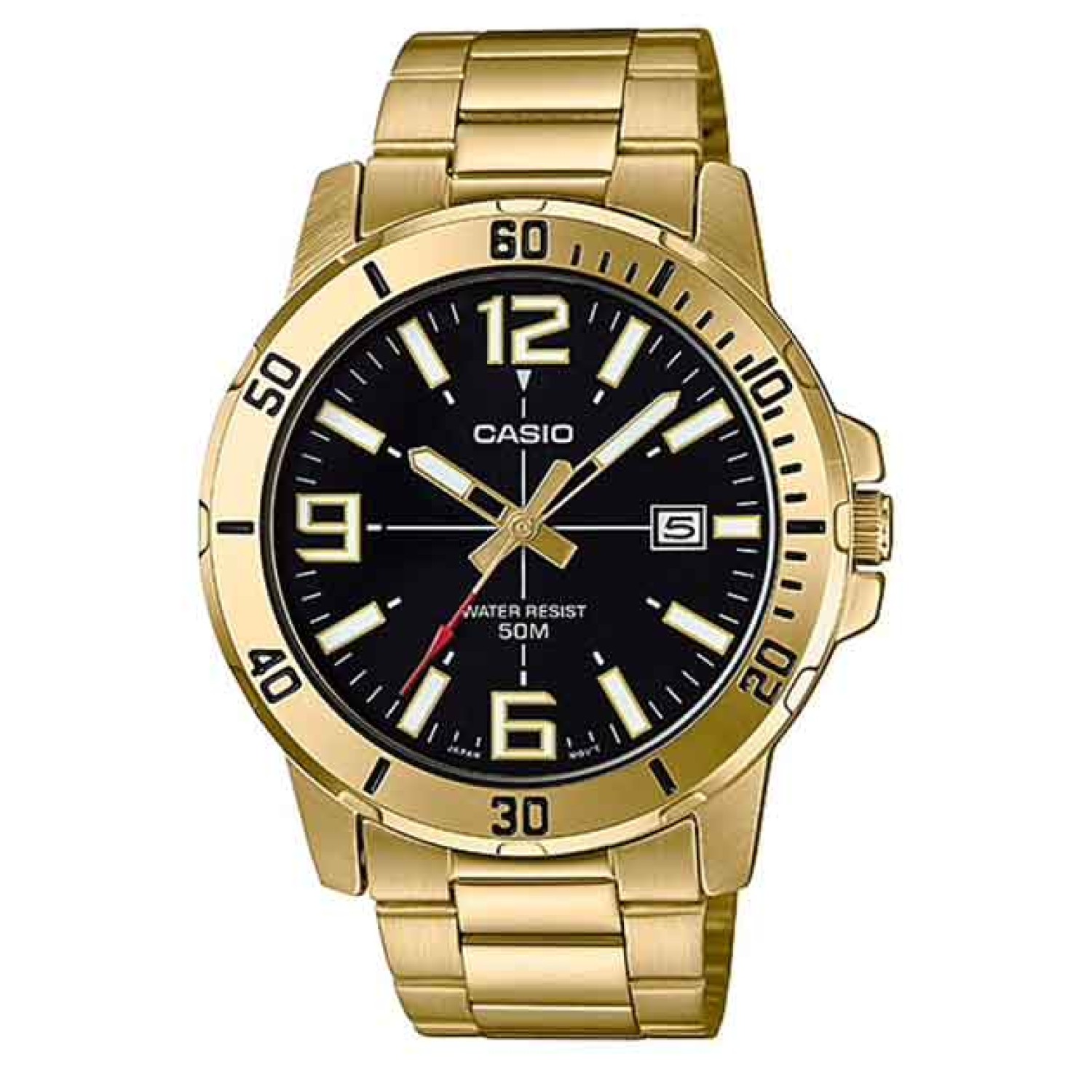 MTP-VD01G-1B Casio Mens Stainless Steel Gold Watch. From Casio a series of analogue stainless steel IP Gold plated watches with clear easy to read dials and a 50 metre water resist rating making them ideal for everyday wear.   2 Year Casio Guarante @chris