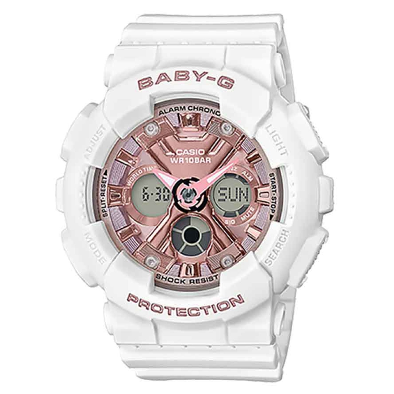 BA130-7A1 Casio BabY-G Special Colours Limited Series. From BABY-G, the casual watch for active women, come new models to accent street fashions. The base model is the BA-130, which is a compact version of the popular G-SHOCK design. The colours of the wh