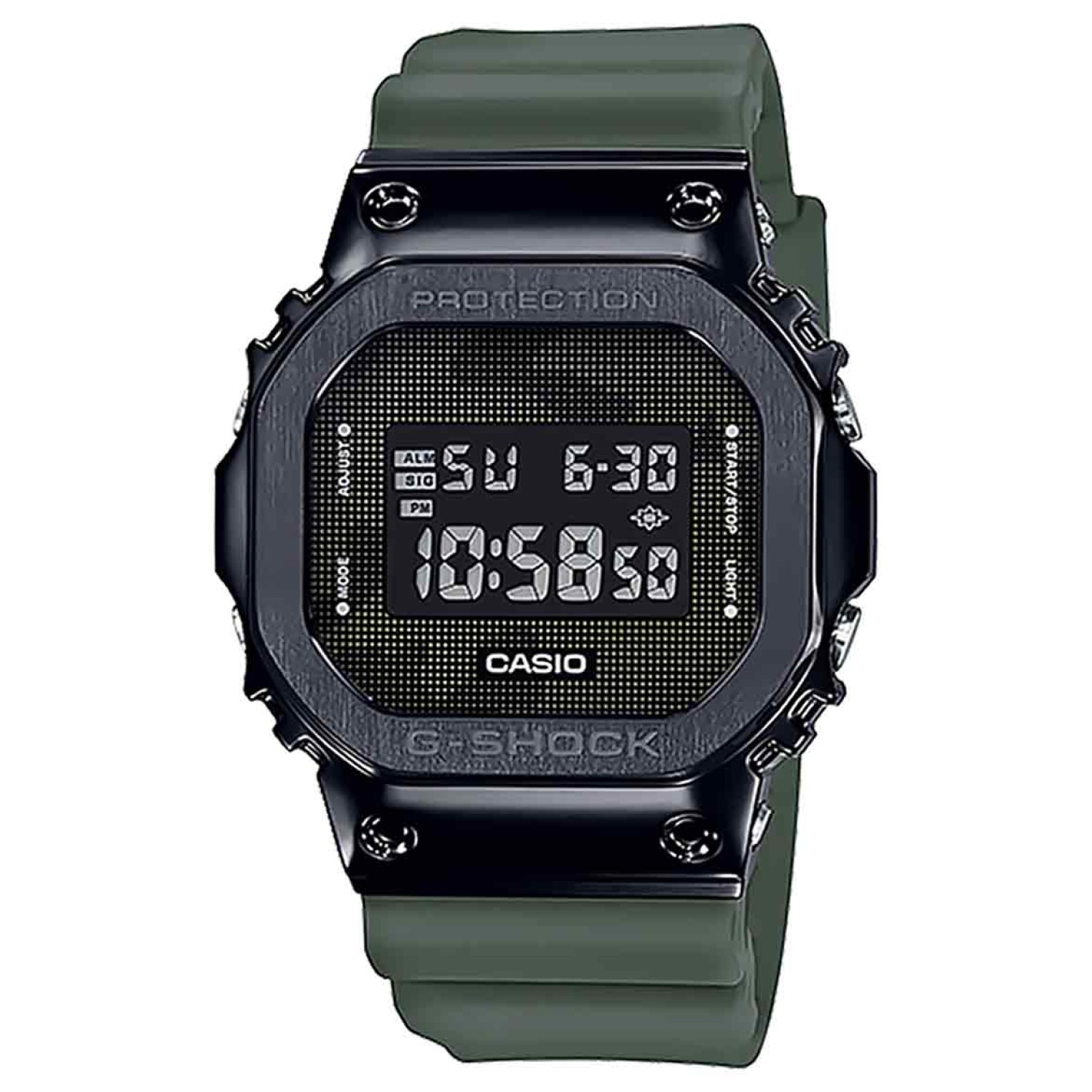 GM5600B-3D G-Shock Black Metal Bezel Watch. Introducing a new selection of models that adds metal parts to the design of the square-face 5600 Series G-SHOCK, the watch that has been revolutionizing personal timekeeping since 1983. These new models use res