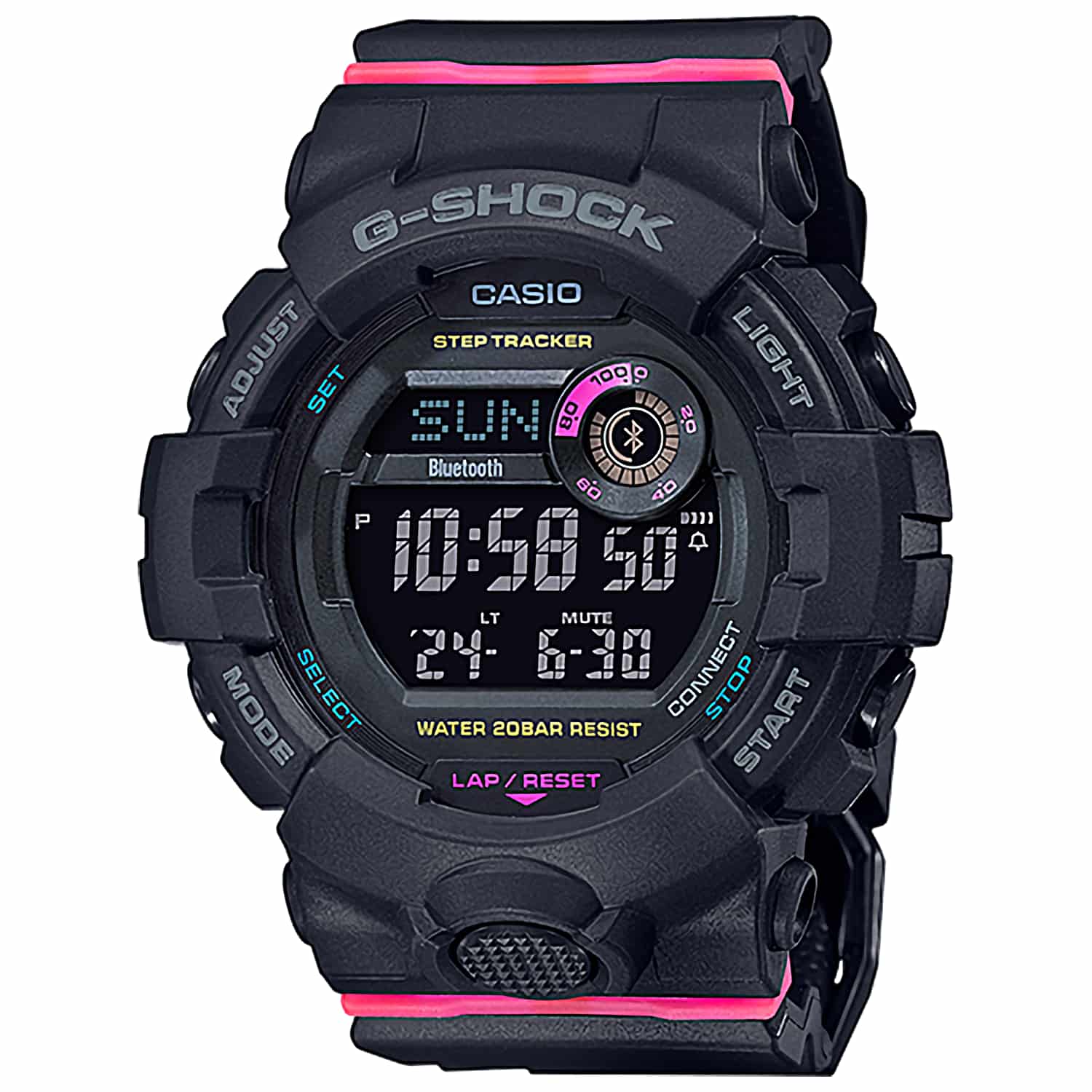 GMD-B800SC-1 Casio G-SHOCK  Womens G-SQUAD Watch. Introducing new compact G-SHOCK model that is great choice for women who prefer mannish G-SHOCK styling. These G-SQUAD models add a new selection of colours to the G-SQUAD lineup of sports watches that mak