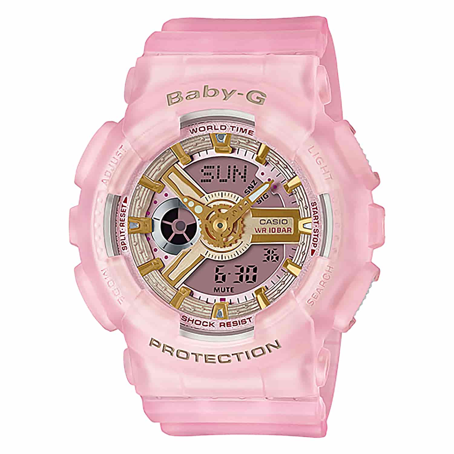 BA110SC-4A Casio BABY-G Special Colour Watch. From BABY-G, the casual watch for active women, come new models decorated with sea glass colours. Sea glass is natural frosted glass found on beaches along bodies of salt water, which takes decades to acquire 