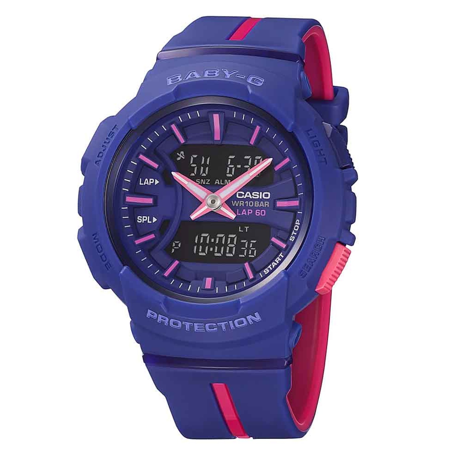 BGA240L-2A1 Casio Baby-G Runners Watch. The CASIO BGA240L-2A1 BABY-G is a watch that accompanies you wherever you go. It fits every aspect of your active life — it is sporty, bold and colourful. The typical BABY-G design reflects loud colours a @christies
