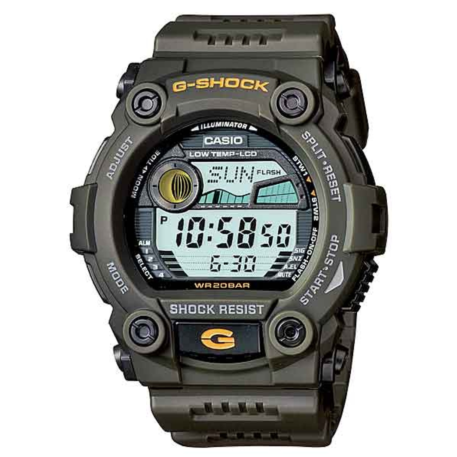 G7900-3D G-Shock Fishing Tide Graph Moon Data Watch G7900-3D Afterpay G7900-3D G-Shock Fishing Tide Graph Moon Data Watch. From G-Shock, the watch that delivers unmatched toughness, comes a collection of new models that deliver a new level of protection. These watches are designed and engineered for rough and rugged activit