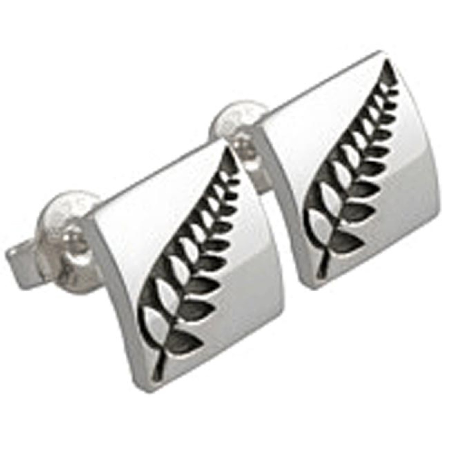 ER015 Evolve Silver NZ Silver Fern Earrings. based on the themes so well developed by Evolve in their range of new Zealand Beaded Jewellery 925 sterling silver including butterfly Stud fitting Gift Boxed 5 year written guarentee @christies.online