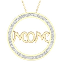 9ct Gold Diamond Set Mom Pendant PF3925