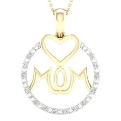 9ct Gold Diamond Set Mom Pendant PH4039
