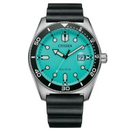  AW1760-14X CITIZEN GENTS ECO- DRIVE AQUA DIAL RUBBER STRAP WATCH