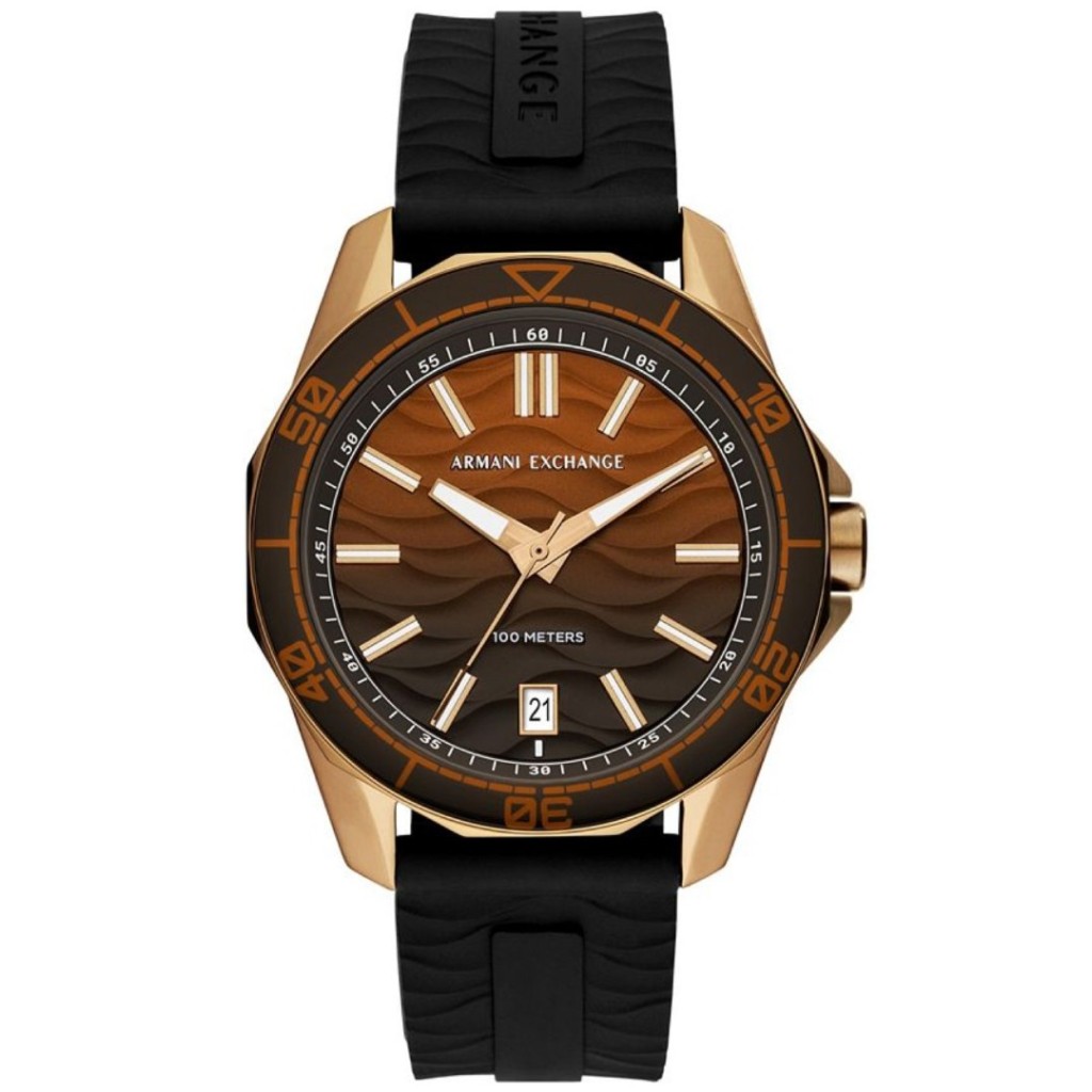 Armani exchange black leather watch online