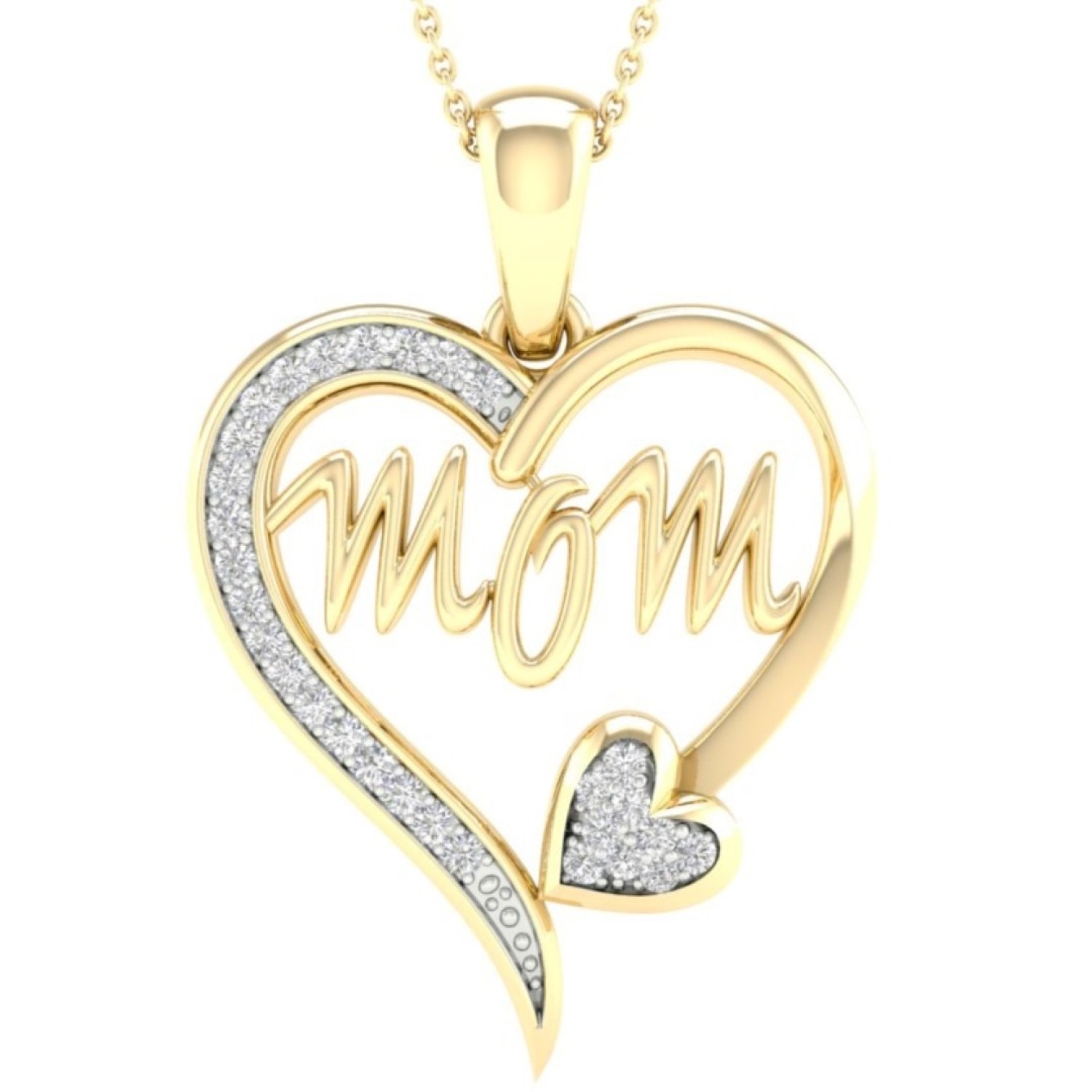 9ct Gold Diamond Set Mom Pendant PH2778 