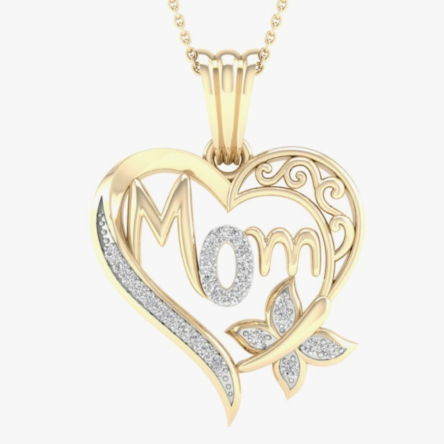 9ct Gold Diamond Set Mom Pendant PH2784 |5 Year Guarantee - FREE DELIVERY