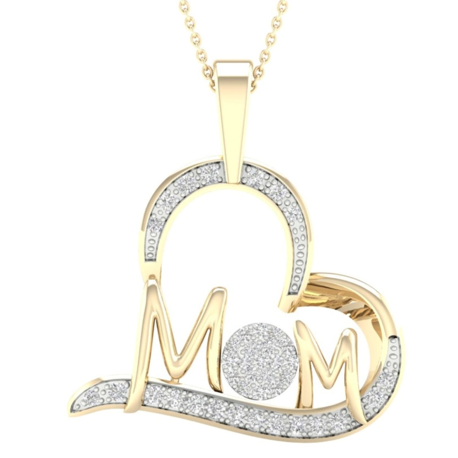 9ct Gold Diamond Set Mom Pendant PH2803 