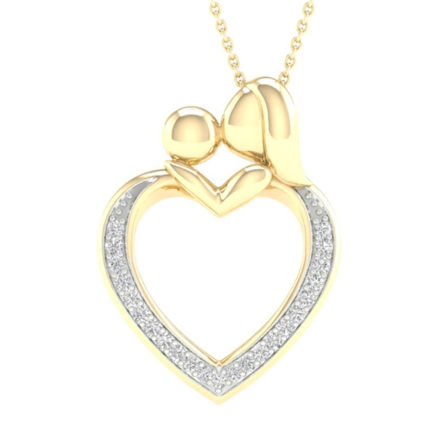 9ct Gold Diamond Set Mother-Daughter Pendant PH4241 PH4241 diamond jewellery
