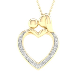 9ct Gold Diamond Set Mother Daughter Pendant PH4241 Diamond