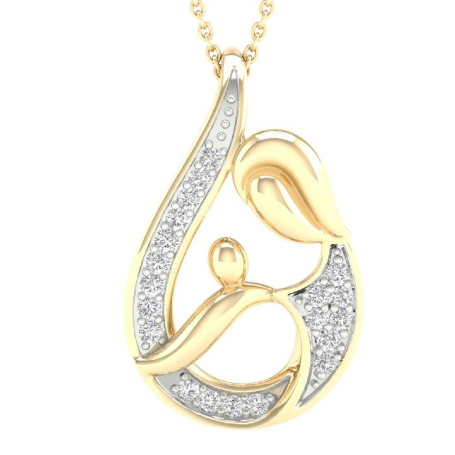 9ct Gold Diamond Set Mother-Daughter Pendant PF9673 PF9673 diamond jewellery