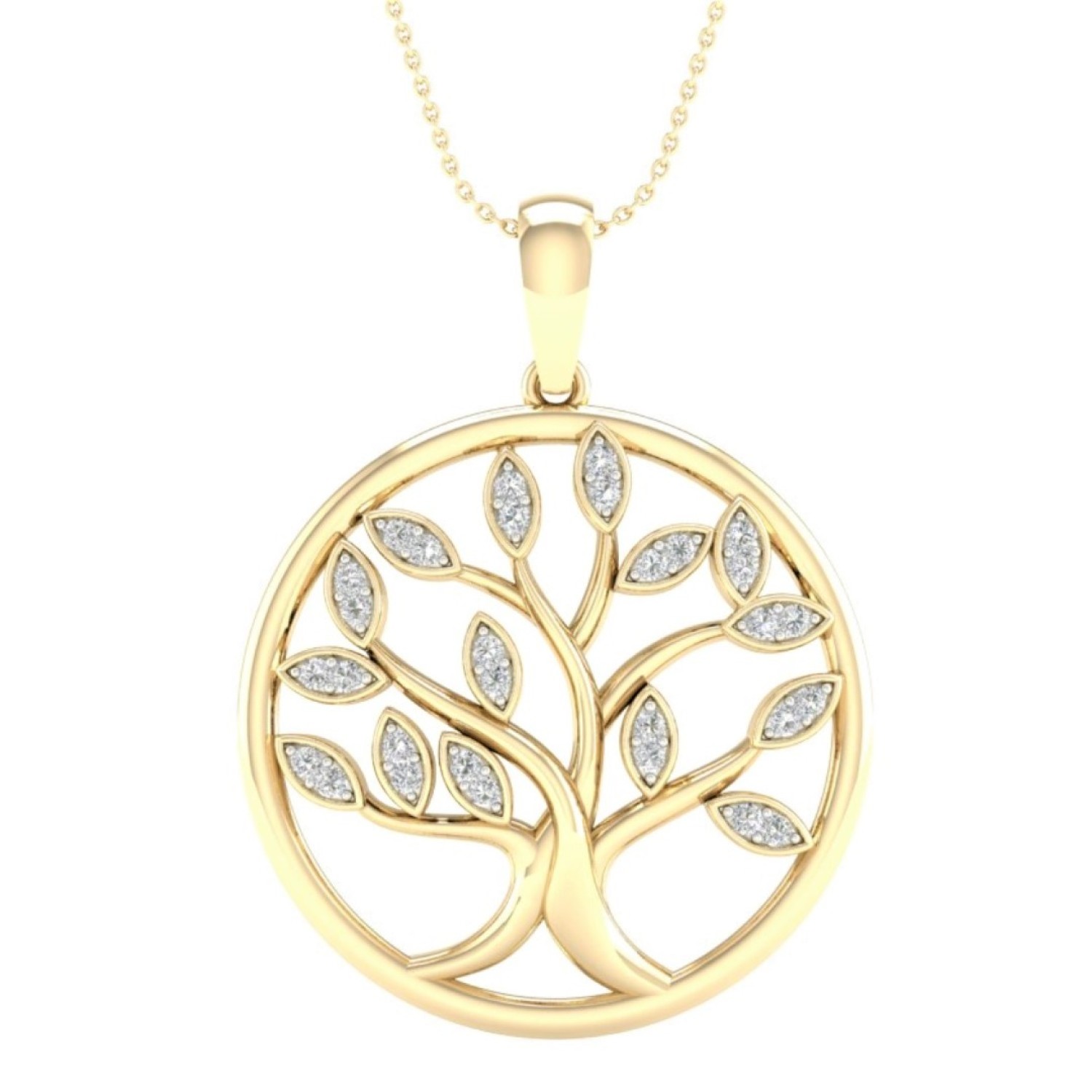9ct Gold Diamond Tree of Life Pendant PF13462