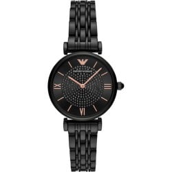  AR11245 Emporio Armani Womens Two-Hand Black Stainless Steel Watch