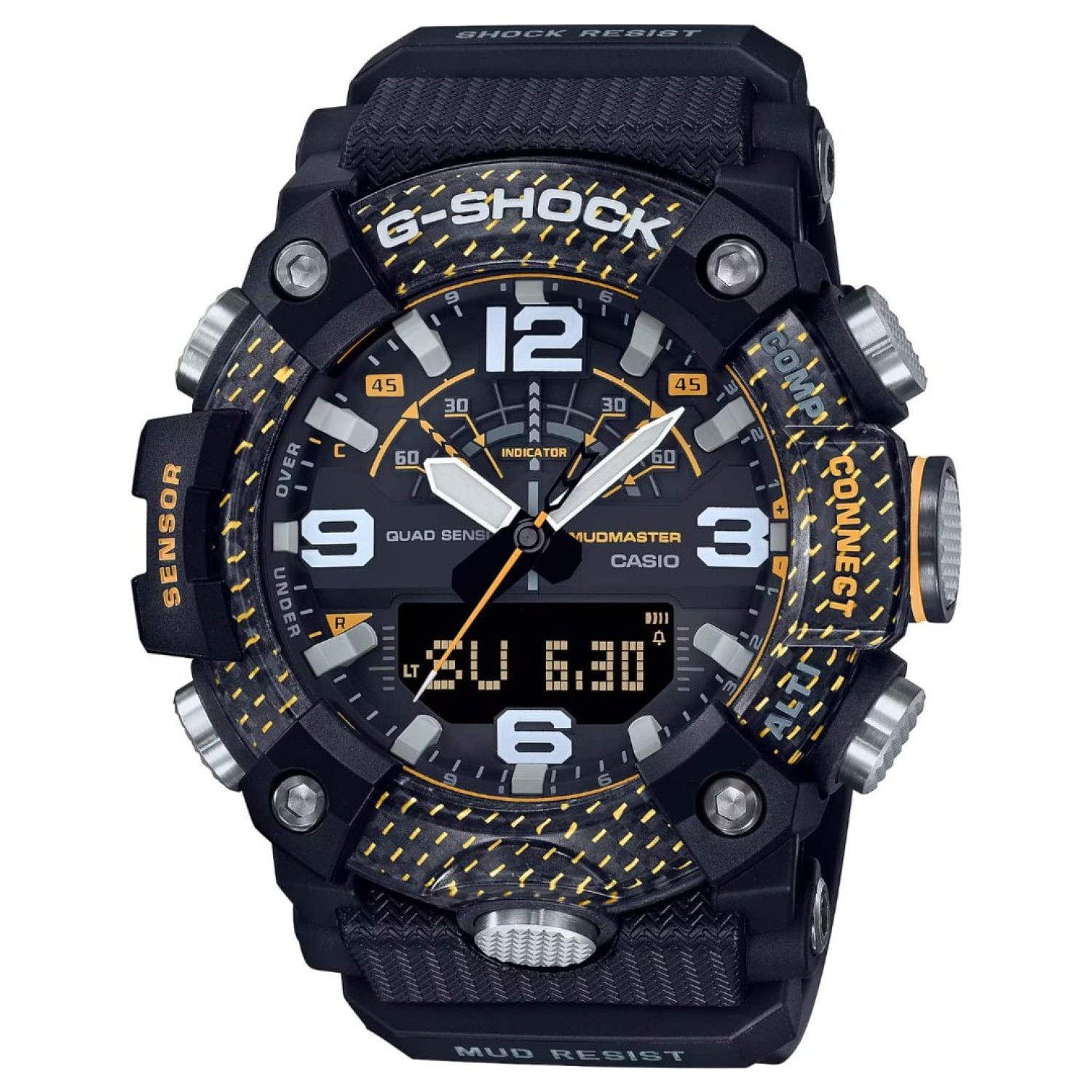 GGB100Y-1A Casio G-Shock MASTER of G Mudmaster. The GGB100 MUDMASTER employs high rigidity carbon in the case to keep damage and warping at bay and ensure extreme airtightness and shock resistance.