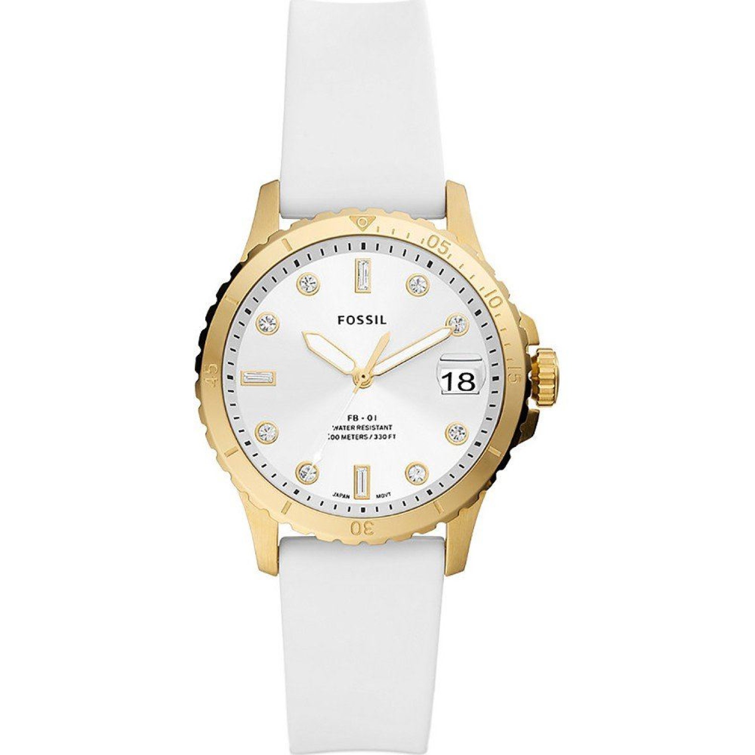 Christies Jewellery - ES5286 Fossil FB-01 Three-Hand Date White Silicone Watch ES5286 Fossil FB-01 Three-Hand Date White Silicone Watch