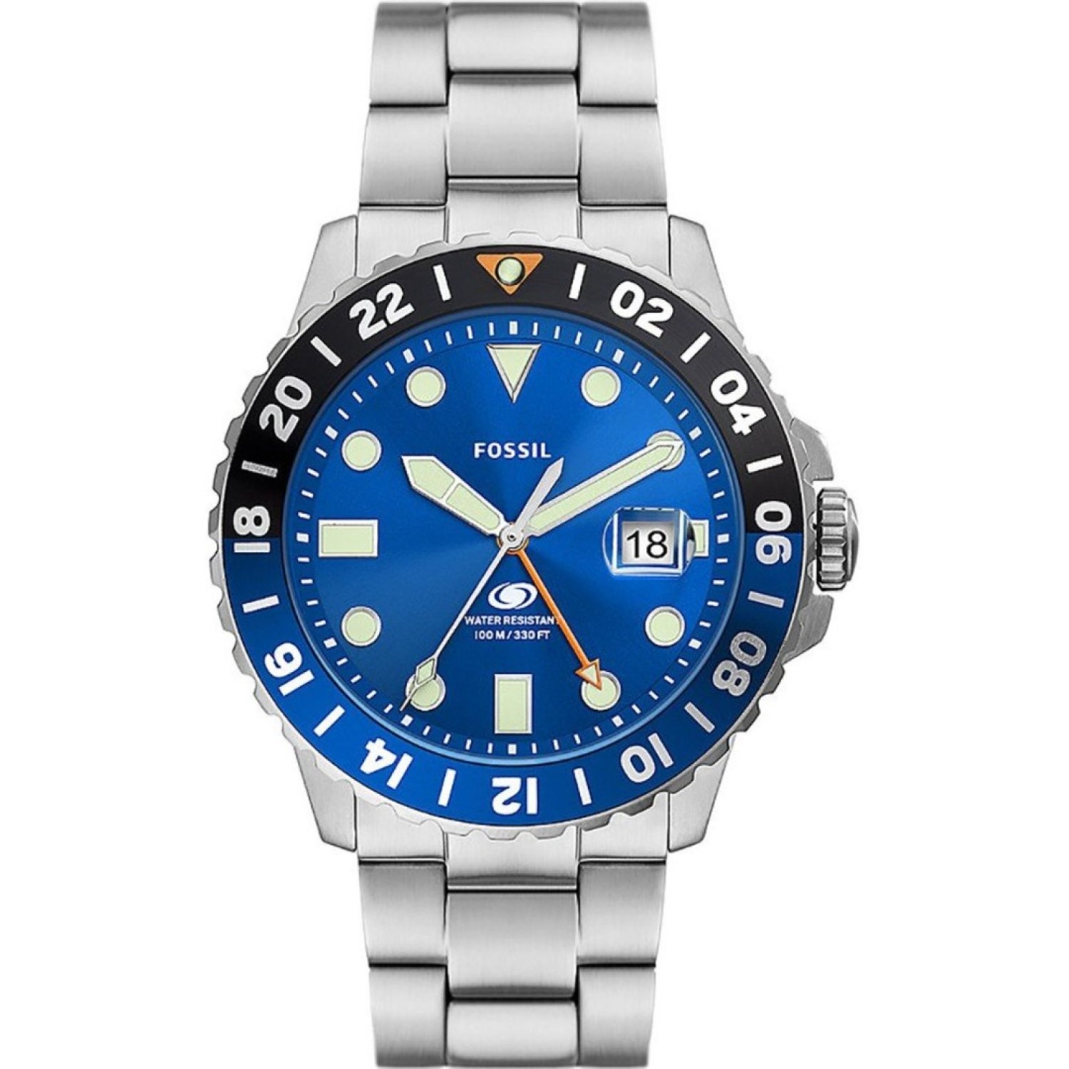 FS5991 Fossil Blue  Gents GMT Stainless Steel Watch