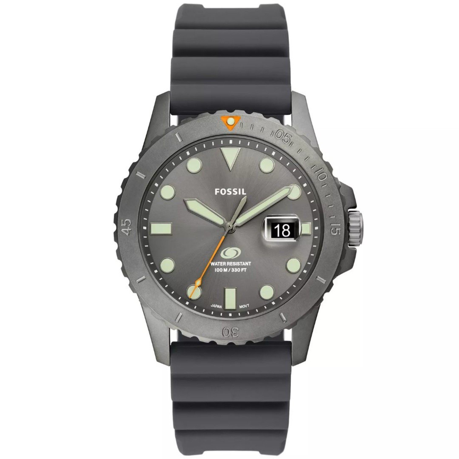 FS5994 Fossil Blue Three-Hand Date Gray Silicone Watch