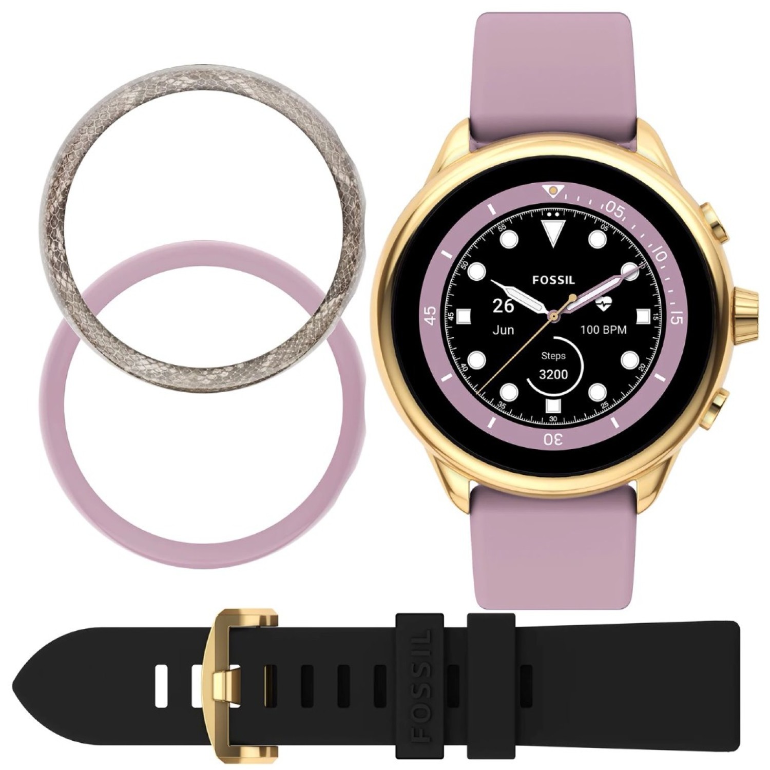 FTW4075SETR Fossil Gen 6 Wellness Edition Smartwatch Lilac Silicone and Interchangeable Strap and Bumper Set -fossil watches auckland nz