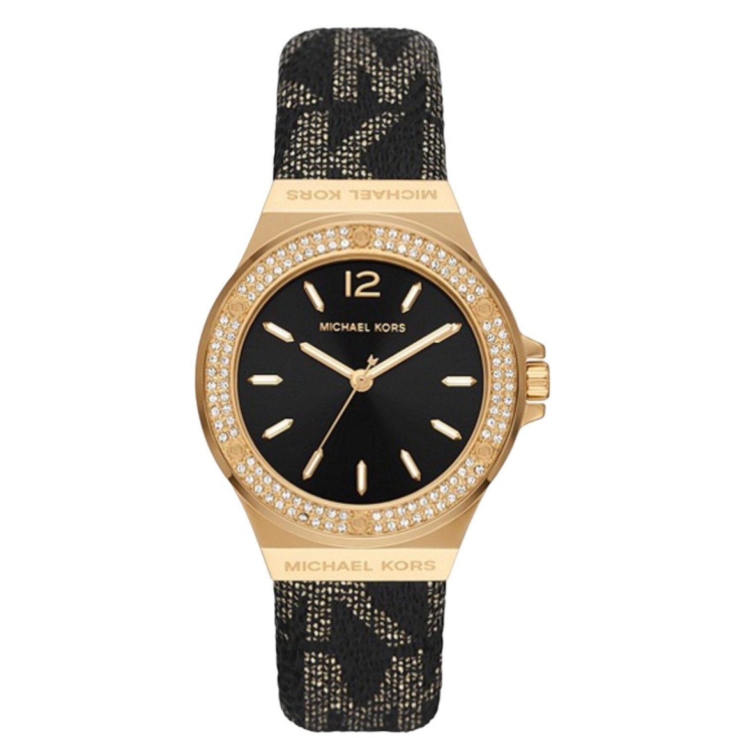 MK7281 Michael Kors Lennox Black Silicone Ladies Watch. The Michael Kors Lennox MK7281 Ladies watch is a statement accessory with a gold and black color scheme.