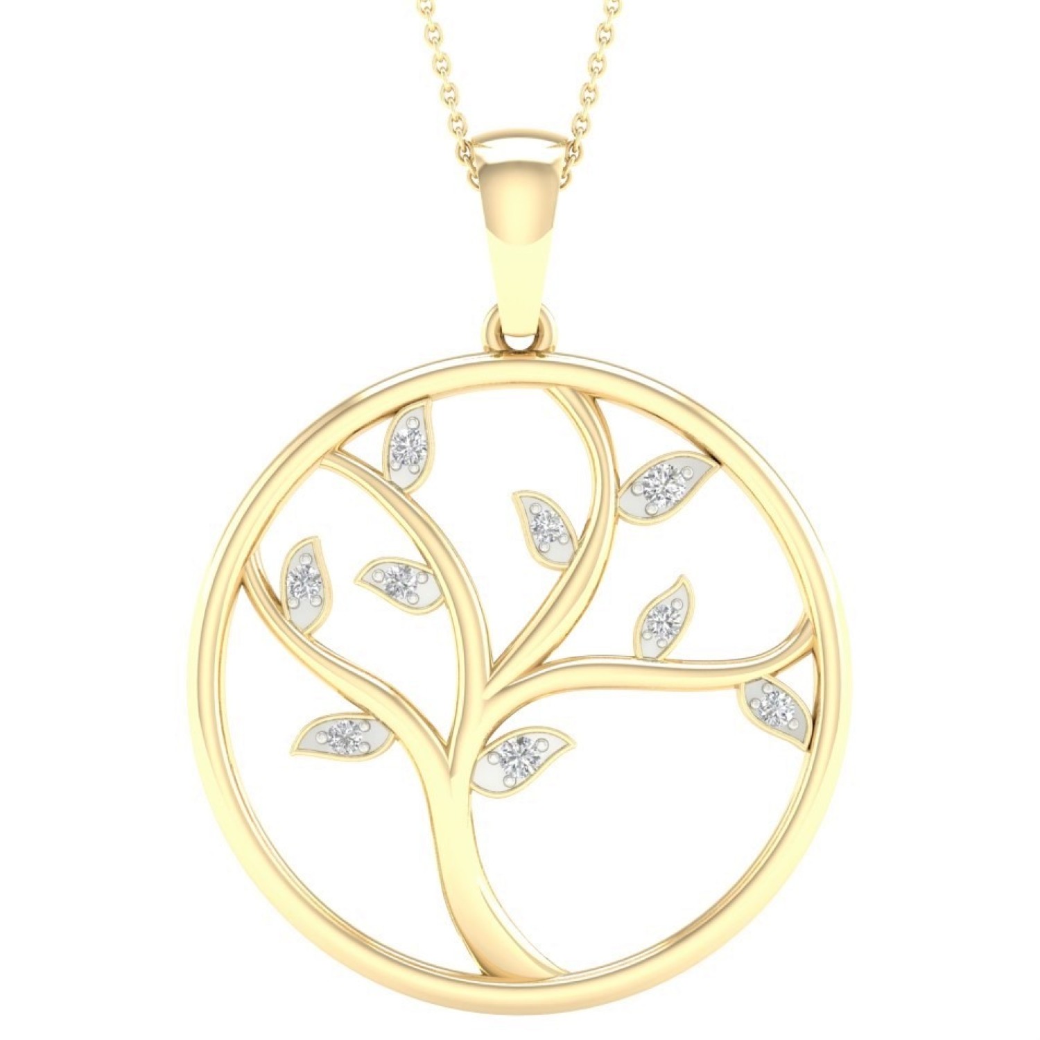 9ct Gold Diamond Tree of Life Pendant PF13008