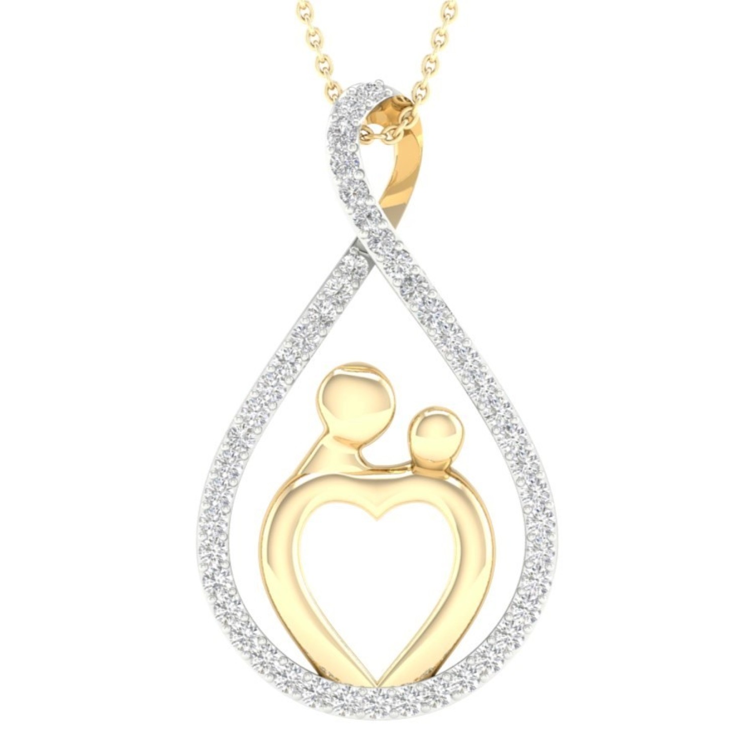 9ct Gold Diamond Set Mother-Daughter Pendant PF2882 diamond jewellery