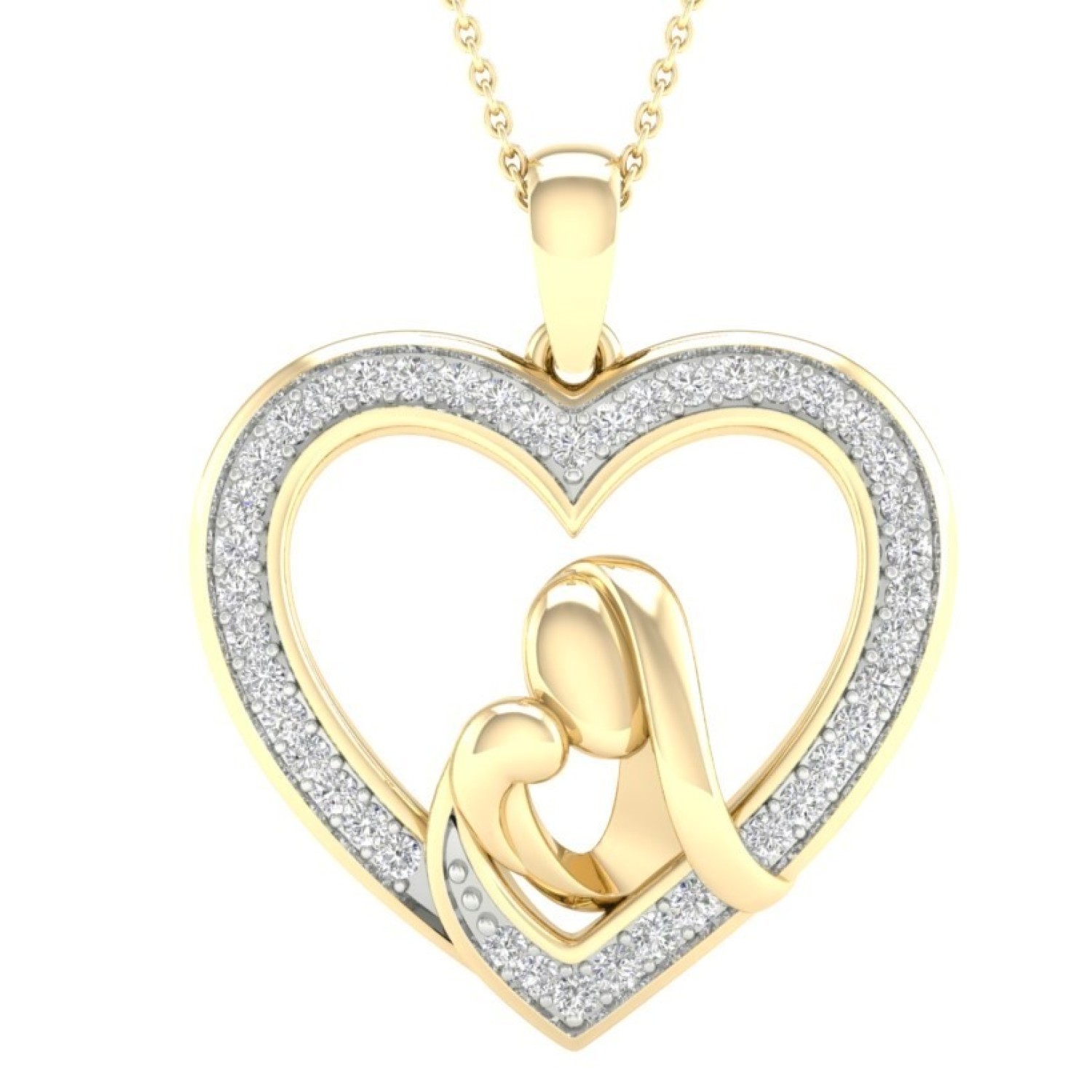 9ct Gold Diamond Set Mother-Child Pendant PH4243  diamond jewellery